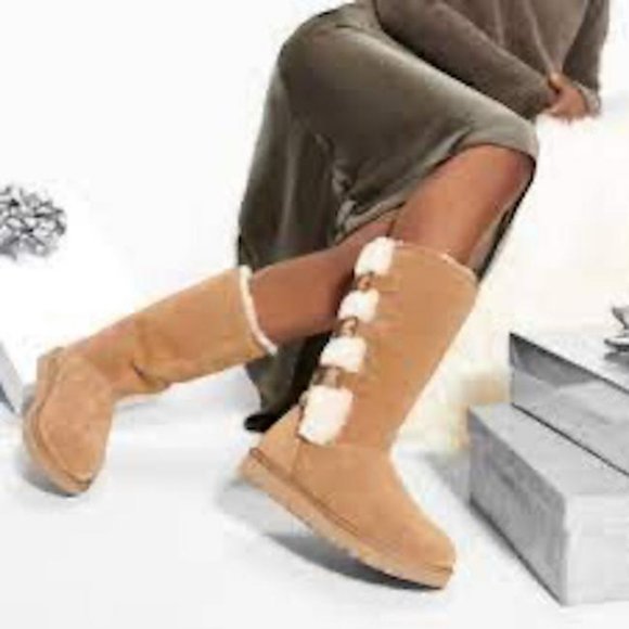 UGG Women's Brown Klea Genuine Lamb Fur Tall Boot - Picture 5 of 5